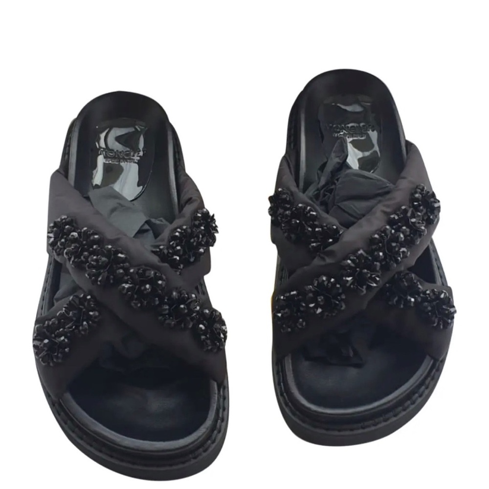 Moncler N°4 Simone Rocha Slides Black with Beading Size 36 NWT - Picture 2 of 8